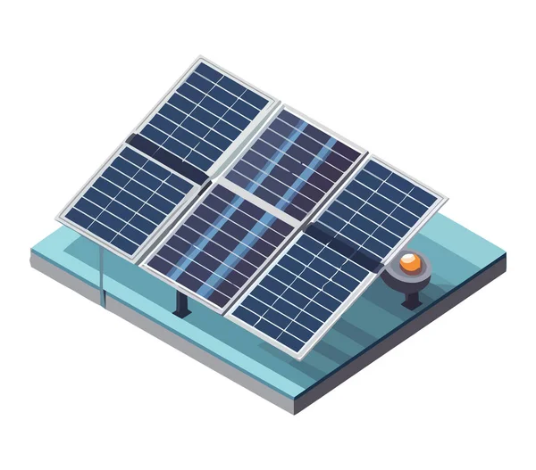 Solarkraftwerk Mit Sauberem Strom Für Ikone Der Wirtschaft Isoliert — Stockvektor
