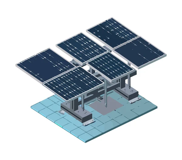 太阳能电池板站发电图标隔离 — 图库矢量图片