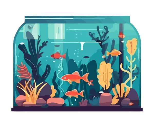 Underwater Aquarium Nature Fishes Icon Isolated — Stock Vector