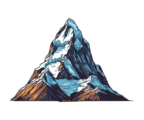 Paisaje Montaña Pico Con Icono Nieve Aislado — Vector de stock