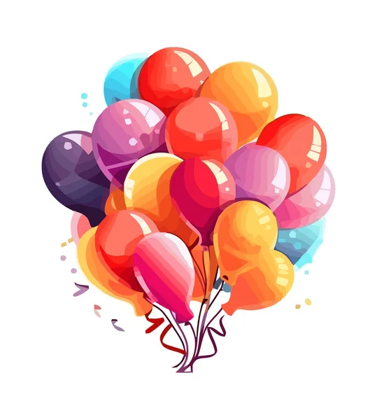 Flying Balloons Bring Joy Celebration Icon Isolated — Stock Vector