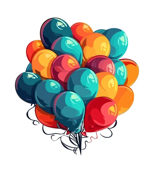 Joyful Celebration Balloons Icon Isolated — Stock Vector