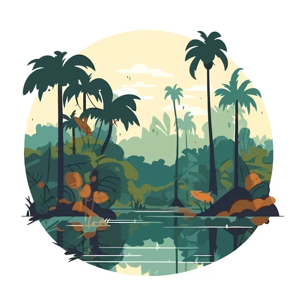 Tropická Krajina Palmy Design Izolované — Stockový vektor