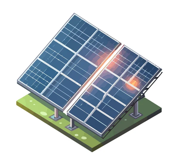 太阳能电池板清洁能源现代工业图标隔离 — 图库矢量图片