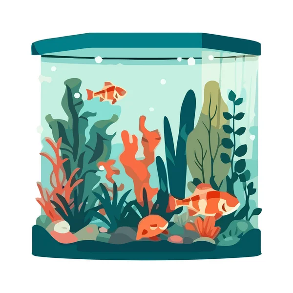 Leuke Vissen Zwemmen Aquarium Natuur Icoon Geïsoleerd — Stockvector