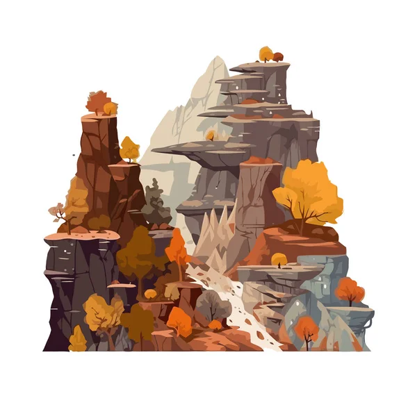 Изолированный Осенний Горный Пейзаж — стоковый вектор