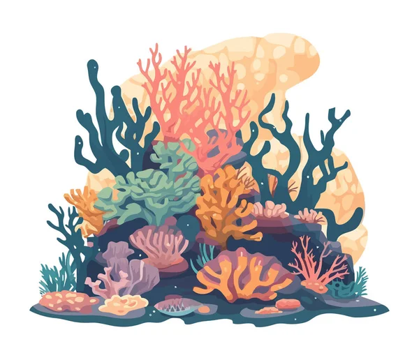 Tropische Unterwasserlandschaft Korallen Symbol Isoliert — Stockvektor