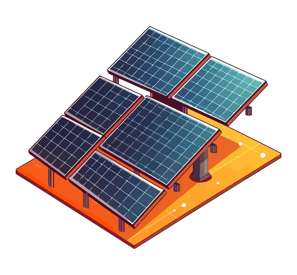 Solarkraftwerk Erzeugt Effizient Saubere Energie — Stockvektor