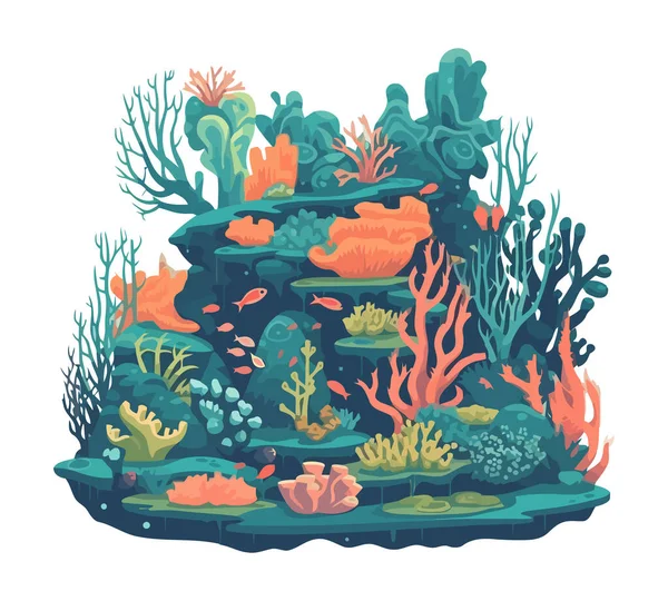 Altı Mercanı Deniz Yosunu Bitkisi Ikonu Izole Edilmiş — Stok Vektör