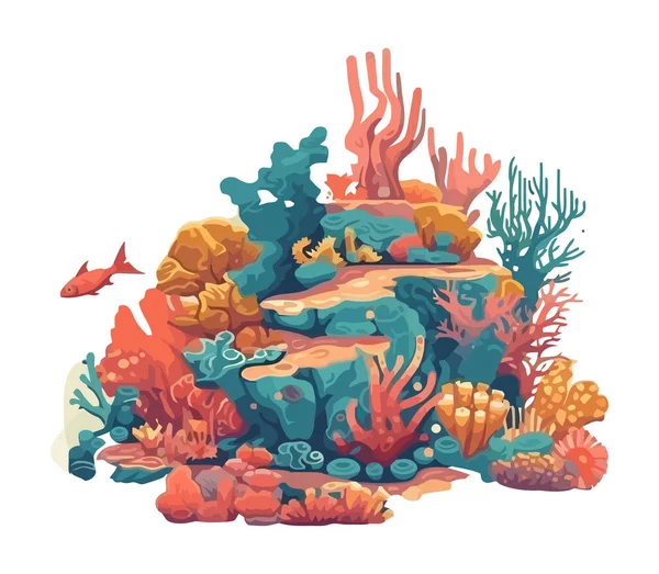 Подводный Пейзаж Иконой Водных Животных Растений — стоковый вектор