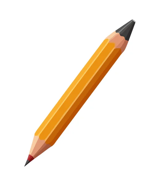 Gelber Bleistift Scharf Mit Graphitspitze Isoliertes Symbol — Stockvektor