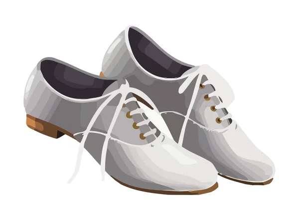 Modern Vit Sko Design Med Läder Par Ikon Isolerad — Stock vektor