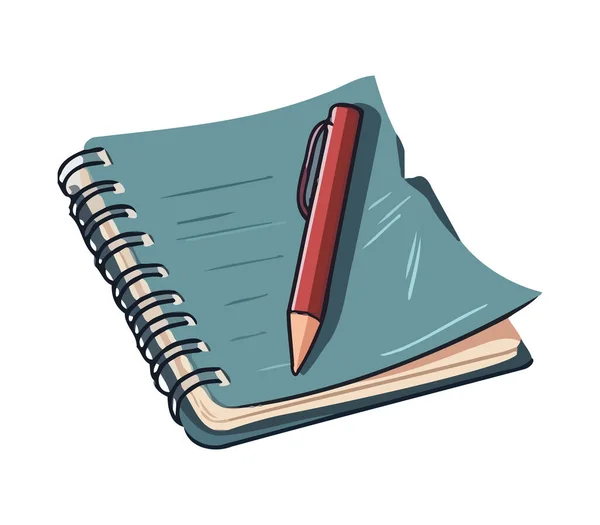 Página Caderno Branco Com Lápis Para Estudar Ícone Isolado — Vetor de Stock