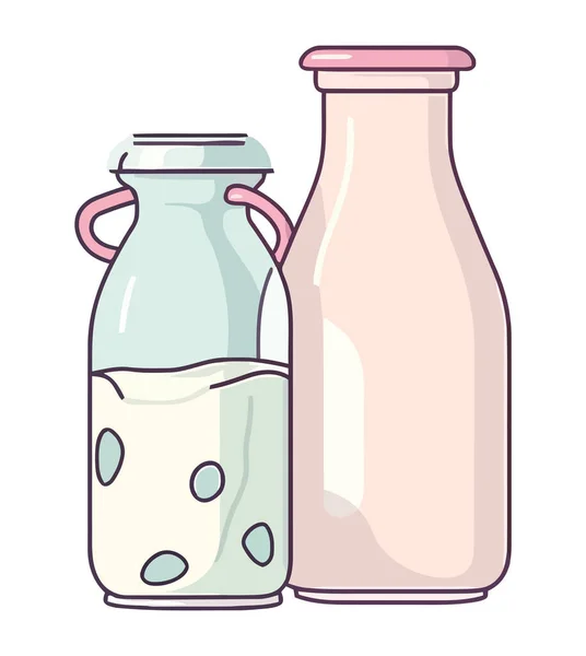 有機酪農場は新鮮な牛乳ボトルのアイコンを生成します — ストックベクタ