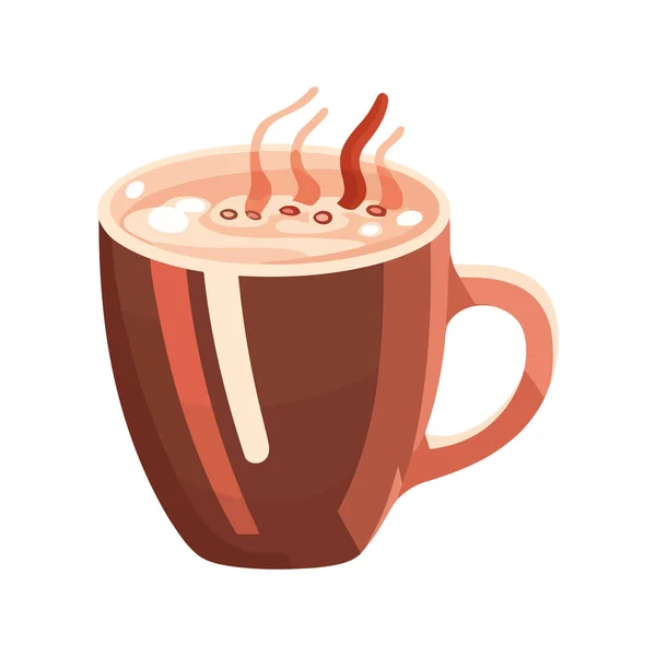 Niedliche Cartoon Tasse Hält Gourmet Cappuccino Ikone Isoliert — Stockvektor