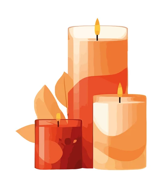 Flamme Flamboyante Allume Icône Cire Des Bougies Isolée — Image vectorielle