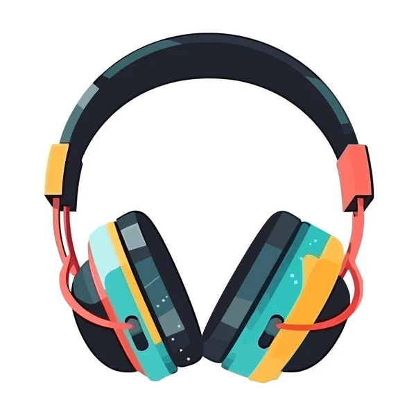 Moderne Audio Ausrüstung Kopfhörer Spaß Aktivität Symbol Isoliert — Stockvektor