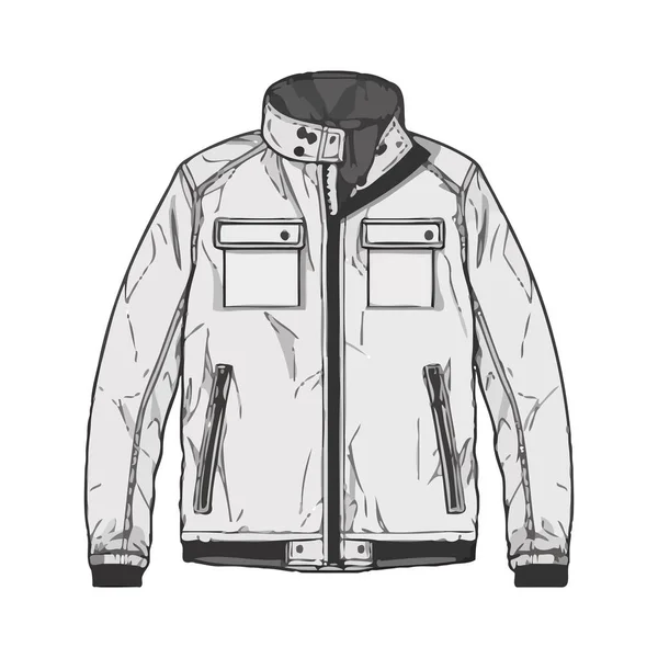 Fashionable Men Winter Coat Pockets Icon Isolated — Stock Vector