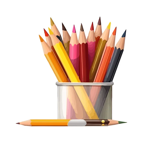 Lebendige Bleistift Farbe Einer Tasse Symbol Isoliert — Stockvektor