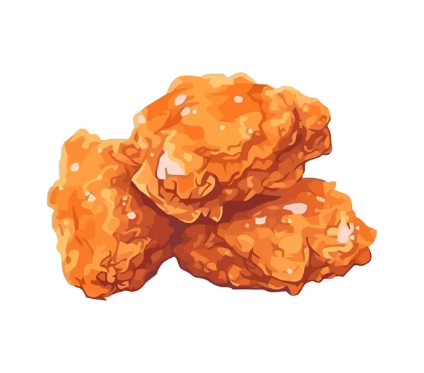 一堆炸鸡 一个孤立的食物设计图标 — 图库矢量图片