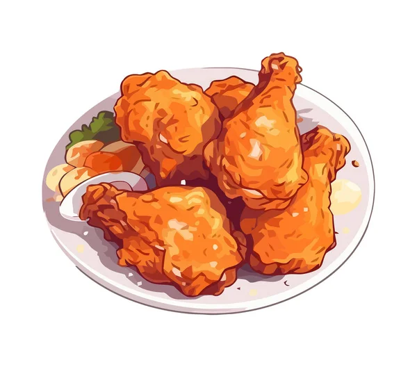 烤鸡快餐图标被隔离 — 图库矢量图片