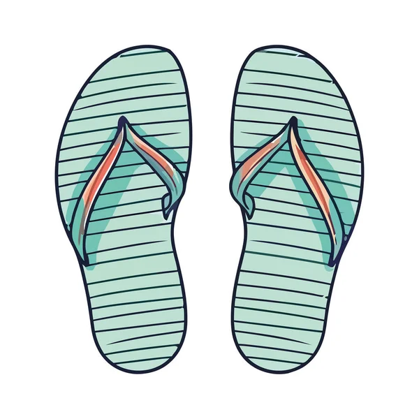 Une Paire Confortable Sandales Rayées Pour Icône Été Isolé — Image vectorielle