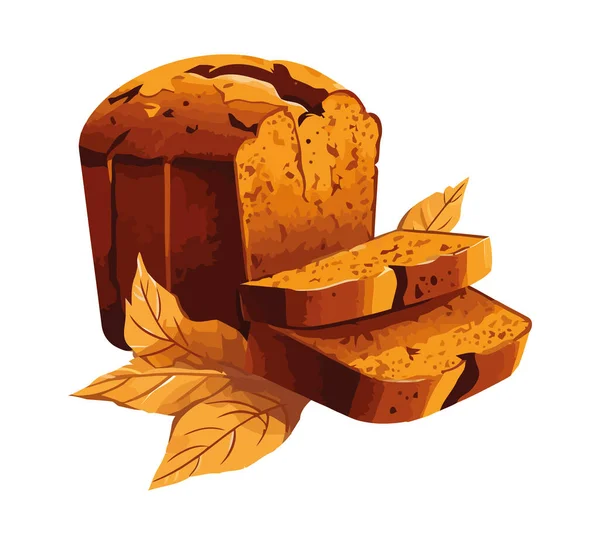 Изолированный Свежий Хлеб Осенние Листья — стоковый вектор