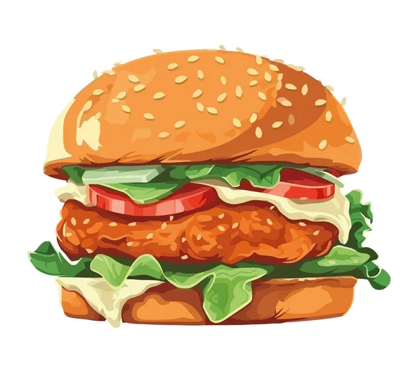 Grillowany Cheeseburger Posiłek Ikona Izolowane — Wektor stockowy