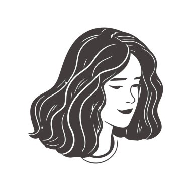 Uzun saçlı güzel bir kadın izole edilmiş.