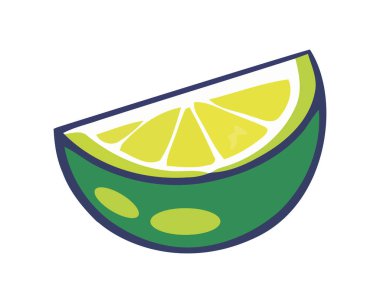 Sulu limon dilimi, taze ve sağlıklı yiyecek ikonu izole edilmiş.