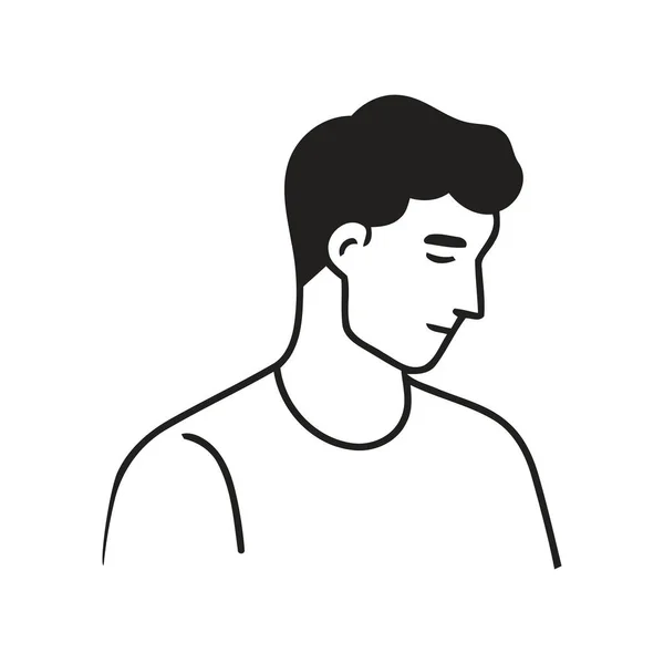 Jeune Homme Noir Blanc Icône Style Isolé — Image vectorielle