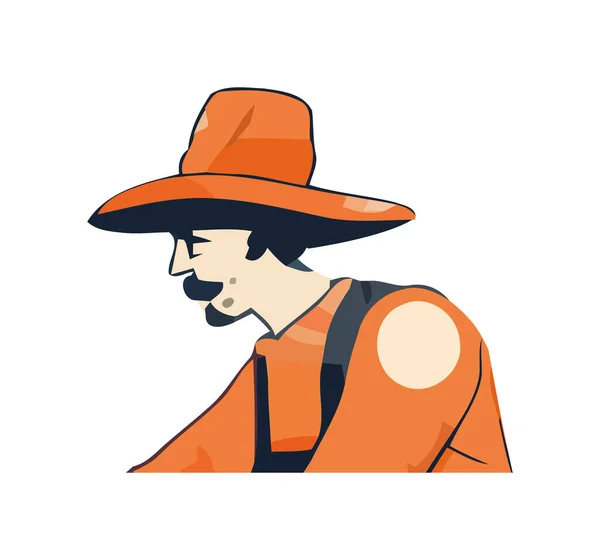 Une Personne Travaillant Extérieur Portant Icône Chapeau Orange Isolé — Image vectorielle