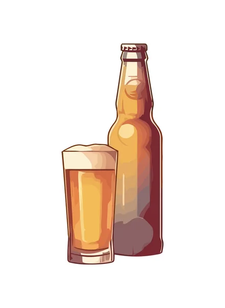 Piwne Piwo Kuflu Szklanki Orzeźwiająca Ikona Napoju Izolowana — Wektor stockowy