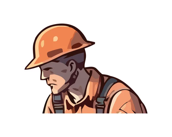 Hardhat Wearing Construction Worker Sketches Icon Isolated — Stock Vector