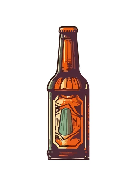 Bier Fles Drank Geïsoleerde Pictogram Ontwerp — Stockvector