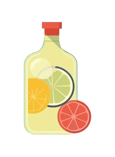 Frische Zitrusfrüchte Bio Zitronenflasche Design Ikone Isoliert — Stockvektor
