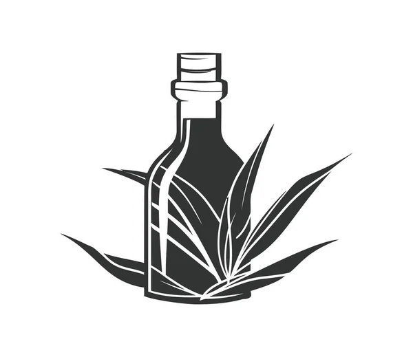 Bio Kräuterpflanze Flaschensymbol Isoliert — Stockvektor