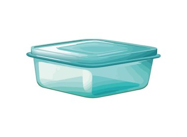 Şeffaf plastik konteyner mavi simgesi izole