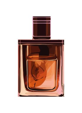 Cam şişe ikonunda izole edilmiş kokulu sıvıyla zerafet püskürt.