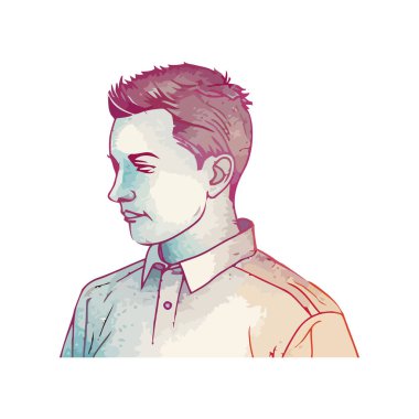 Çizim ikonunda izole edilmiş neşeli çizgi film çocuğu.