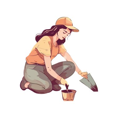 Bahçıvan kadın doğa ikonunda çalışıyor.