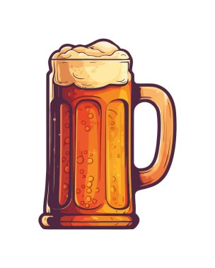 Bardakta köpüklü bira, izole edilmiş mükemmel kutlama ikonu.