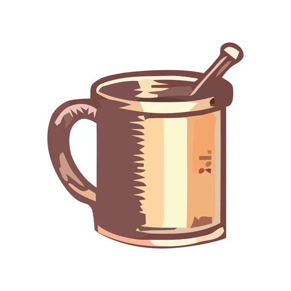 Mug Hot Cappuccino Caffeine Celebration Icon Isolated — Stock Vector