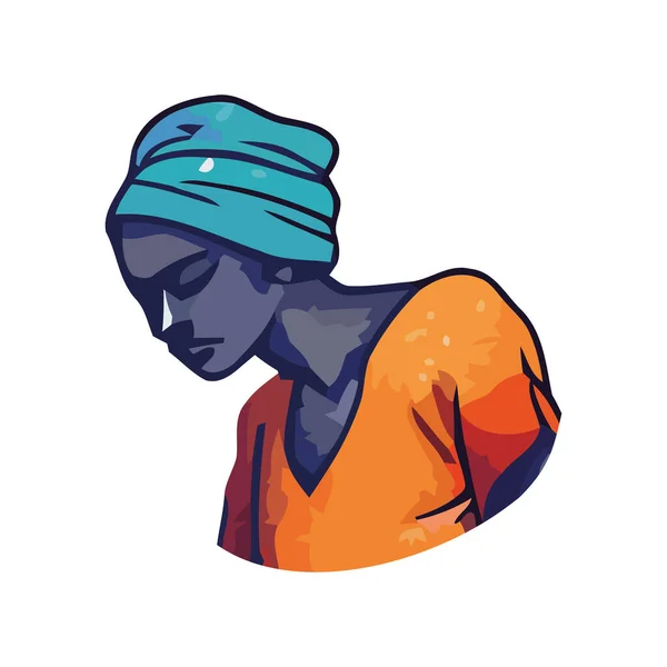 stock vector afro woman with turban on her head icon isolated