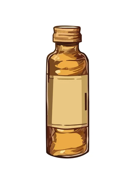 Frasco Hierbas Con Icono Etiqueta Aceite Aromaterapia Aislado — Vector de stock