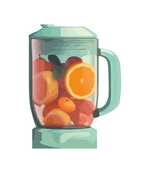在玻璃杯搅拌机图标中分离新鲜有机水果混合物 — 图库矢量图片