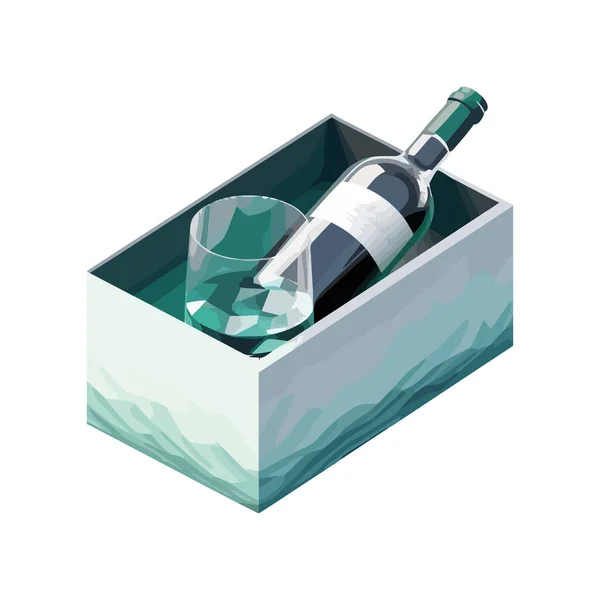 Bouteille Vin Verre Pour Icône Célébration Isolé — Image vectorielle