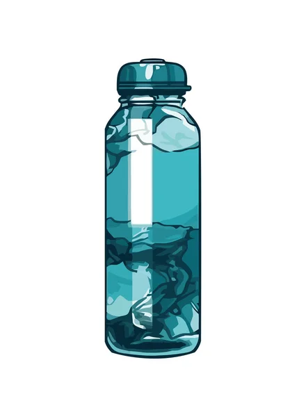Transparante Glazen Fles Met Vloeistof Binnenin Pictogram Geïsoleerd — Stockvector