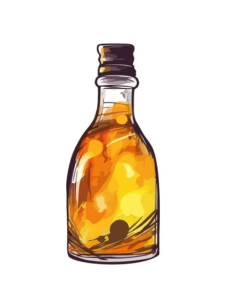 Färsk Gul Olja Glasflaska Ikon Isolerad — Stock vektor