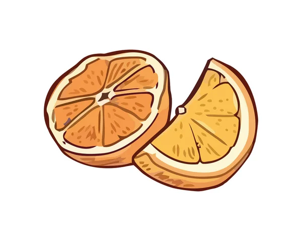 Šťavnatý Citrusový Plátek Symbol Ikony Zdravé Výživy Izolovaný — Stockový vektor